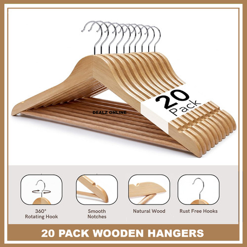 Wooden coat hangers - 20,