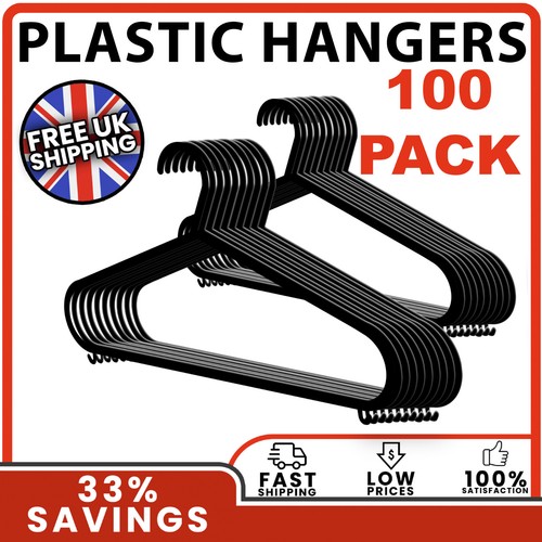 100 adult black coat hangers - 100,