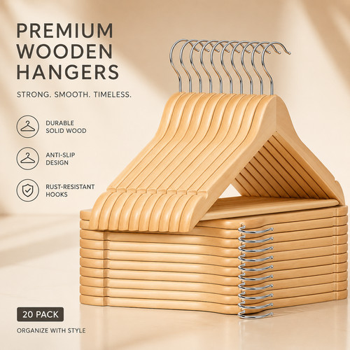 Pack wooden clothes hangers - 20,