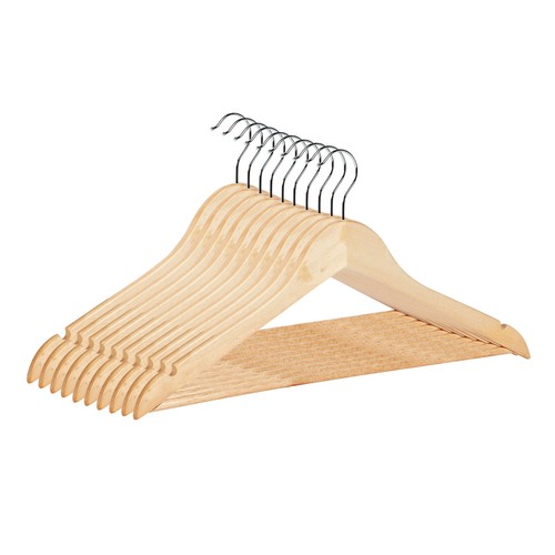 Natural wooden coat hangers - natural,