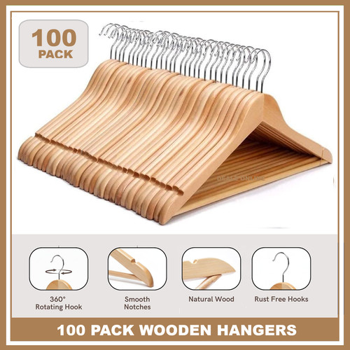 100 wooden coat hangers - x,